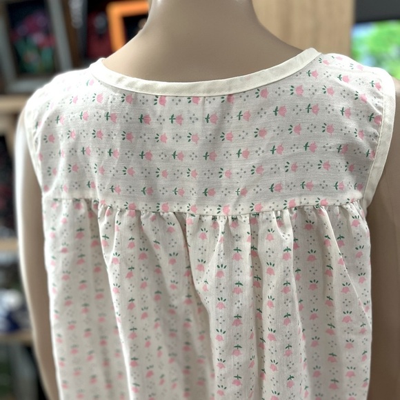 Dreamcoats retro house Dress pink green White floral tulips pockets size small - Picture 8 of 8